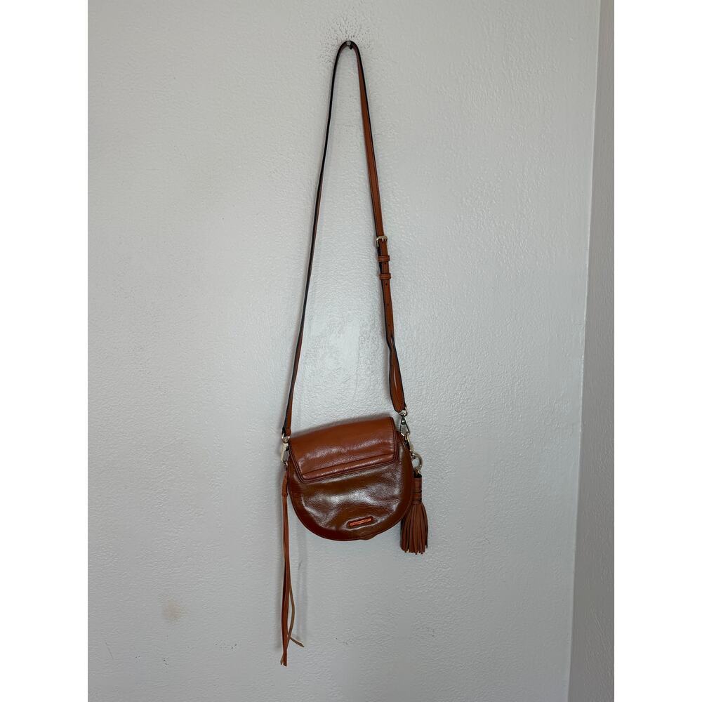 Rebecca Minkoff Brown Leather‎ Small Crossbody Bag Fringed Zipper Purse - Picture 7 of 10